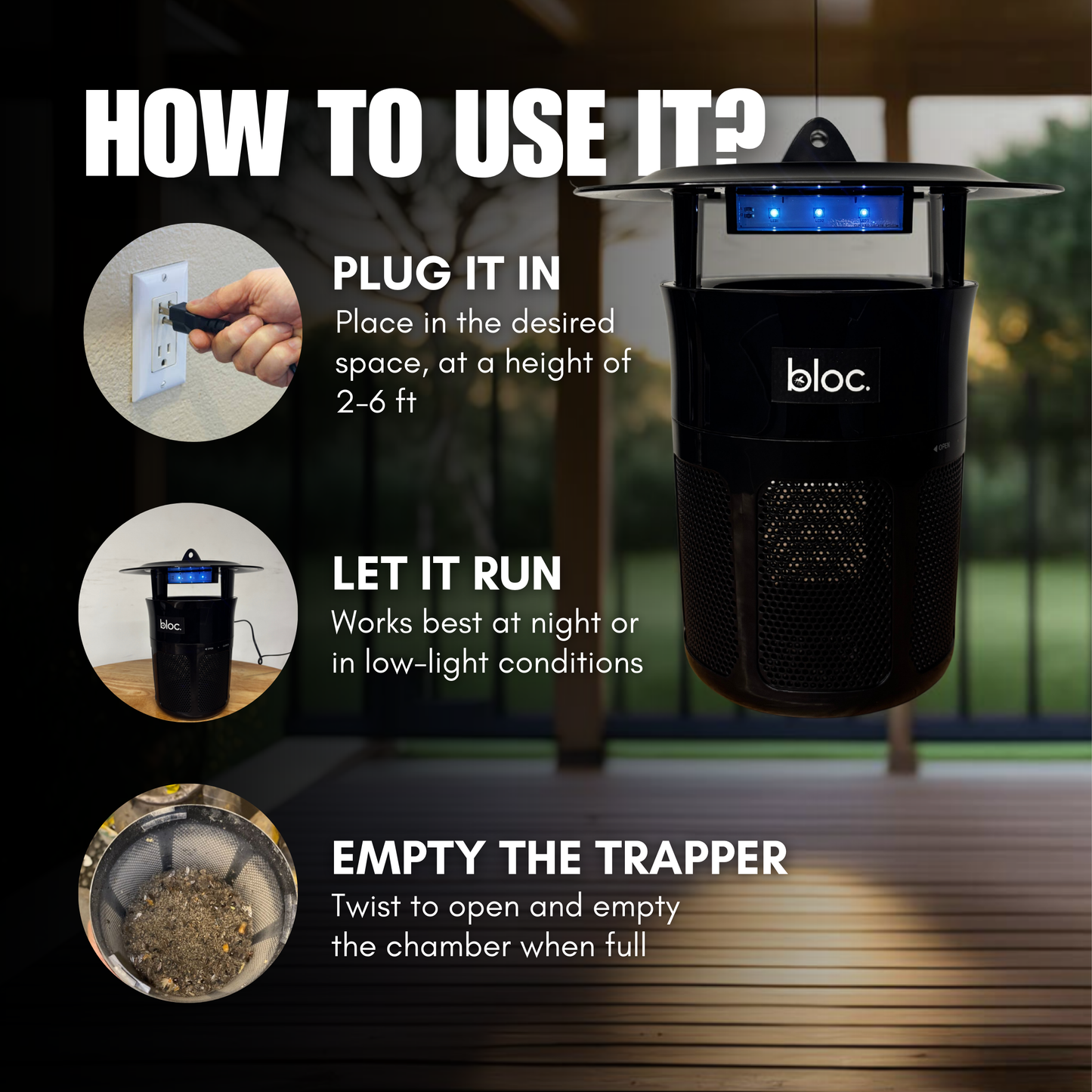 Bloc Trap Pro Mosquito & Insect Trap – Indoor/Outdoor Use